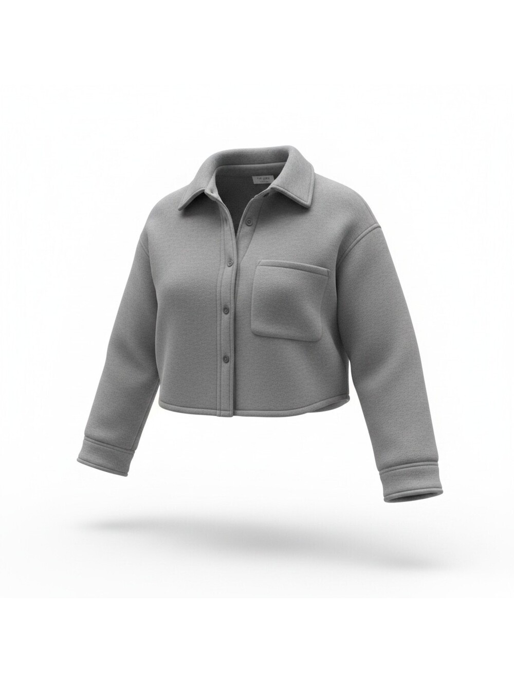 Tic Toc Gray Fleece Shacket Women’s Medium Cropped Button Front Jacket